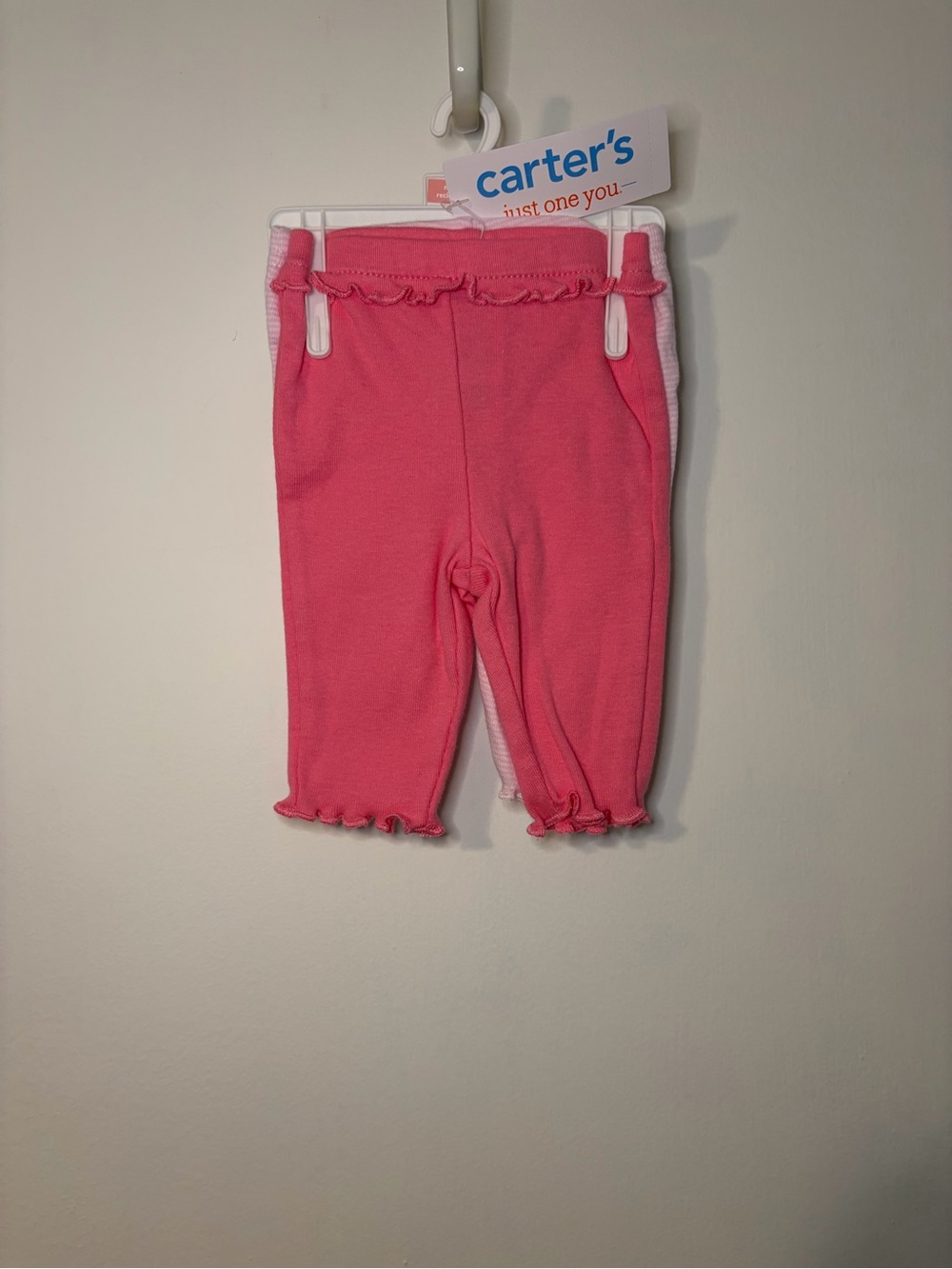 Carter's Coral Pink Ruffle Hem Baby Leggings ( 2 Pack )